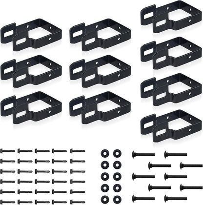 Fencer Wire Heavy Duty Garden Fence Bracket Set, 10 Pieces Metal Steel Connectors for Post and Panel Connection, Accessories of Metal Fencing Border