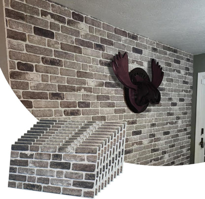 Dundee Deco 3D Wall Panels Faux Brick - Cladding, Grey Black Stone Look Wall Paneling, Styrofoam Facing for Living Room, Kitchen, Bathroom, Balcony, Bedroom, Set of 10, Covers 53 sq ft