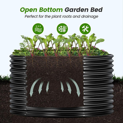 Land Guard 4×4×3ft Galvanized Raised Garden Bed Kit, Round Galvanized Planter Raised Garden Boxes Outdoor, Large Metal Raised Garden Beds for Vegetables, Grey