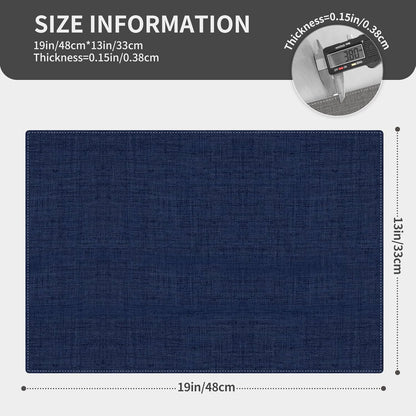 Cloth Placemats, Set of 6 Heat-Resistant Cotton Linen Blend Double Layered Machine Washable Place Mats, Wrinkle Free Thick Fabric Dining Table Mats for Indoors & Outdoors (Navy Blue, 6)