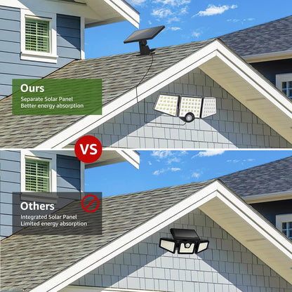 Lepro Solar Lights for Outside, WL5000 Motion Activated Security Lights, Separate Solar Panel, 3 Adjustable Head 270° Wide Lighting Angle, IP65 Waterproof Wall Lamp for Porch Yard Garage