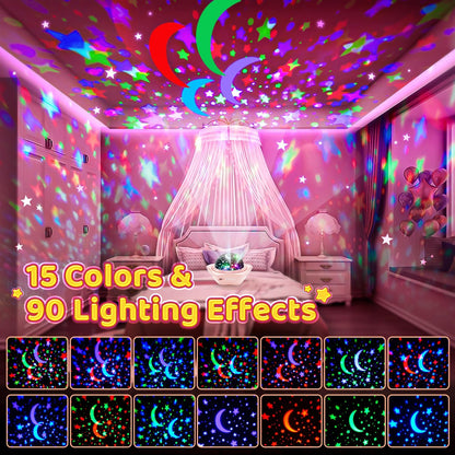 PIKOY Unicorn Room Decor for Girls Bedroom, 96 Lights+6 Films Unicorn Night Light for Girls Room Decor, Princess+Mermaid+Butterfly Lamp, 360° Rotation+Cordless 3-6 Year Old Girl Birthday Gift Ideas