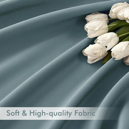 MIULEE Greyish Blue Back Tab Blackout Curtains 84 Inch Length 2 Panels Set for Living Room Bedroom Privacy, Rod Pocket/Pinch Pleat Thermal Insulated Room Darkening Pleated Light Blocking Drapes