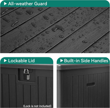YITAHOME 150 Gallon Double-Wall Deck Box with Side Handles, Outdoor Large Storage for Patio Furniture Cushions, Garden Pool Accessories, Water Resistant & Lockable