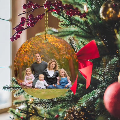 Personalized Christmas Ornaments,2025 Ceramic 3” Photo Frame Ornament w/Any Picture and Text - 3 Shape Options,Double Sided - Custom Xmas Ornament Picture Frame for Christmas Tree,Xmas Ornaments