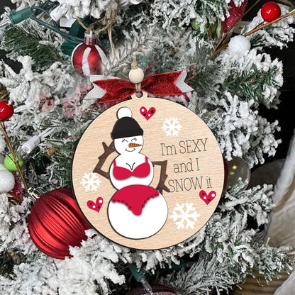 Funny Holiday Ornament 2025 – Wooden Christmas Tree Decoration for Adults - Exchange Funny Ornaments for Adults - Naughty Ugly Christmas Tree Hanging - Unique Christmas Ornaments