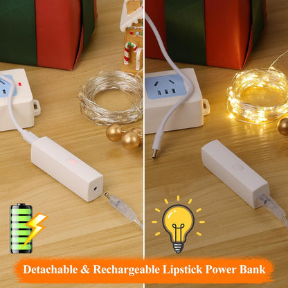 Lakumu LED Fairy Lights Battery Operated, Rechargeable Twinkle Lights with Timer, Mini LED String Lights for Bedroom, Christmas Decorations, Wedding, Vine, Centerpiece Table Decor (5M/16FT Warm White)