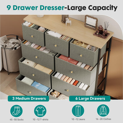 OLIXIS 9 Drawer Tall Dresser for Bedroom, Closet Organizers and Storage