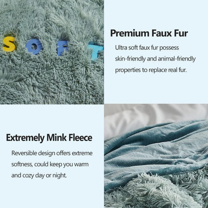 GONAAP Fuzzy Faux Fur Throw Blanket Queen Size Ice Blue Super Soft Cozy Plush Fuzzy Shaggy Blanket for Couch Sofa Bed (Ice Blue, Queen(90"x90"))