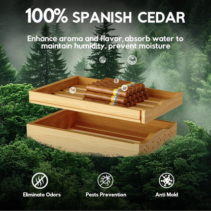 Tylza Cigar Humidor Cabinet 50L, Temp & Humidity Control Electric Humidors for Cigars, 370 Cigars, Digital Hygrometer, Safety Lock, Cigar Humidors with Cedar Wood Drawer Shelves, Cigar Gifts for Men