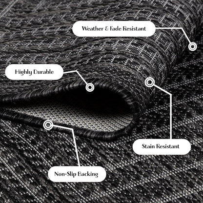 Adiva Rugs Outdoor Indoor Area Rug, Weather Resistant, Easy to Clean, Stain Resistant Floor Mat for Dining Room, Backyard, Deck, Patio (Pebble Weiss, 10' x 14')