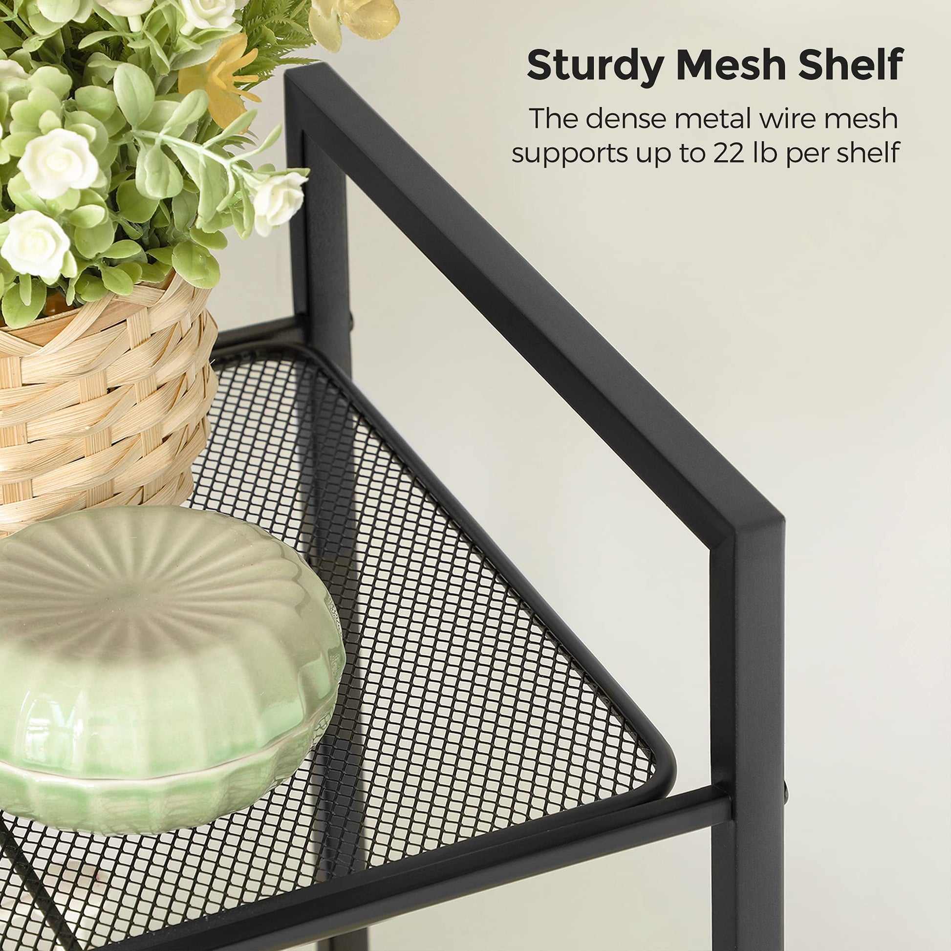 SONGMICS 4-Tier Storage Rack, Bathroom Shelf, Extendable Plant Stand with Adjustable Shelf, for