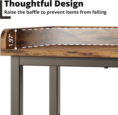 IRONCK Console Table, Sofa Table with Power Outlet, Farmhouse Hallway Table for Entryway, Living Room, Height Adjustable, Easy Assembly, Rustic Brown, 43"