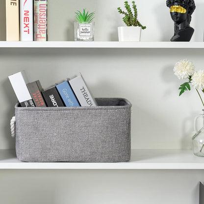 TheWarmHome Storage Bins - Medium 3 Pack Storage Baskets for Organizing Shelves | Fabric Storage Cubes Organizer for Linen Closet Nursery Home Decor Grey