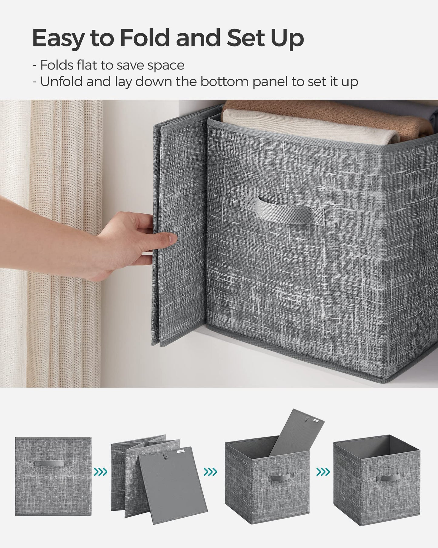 SONGMICS Storage Cubes, Set of 6, 13-Inch Foldable Closet Organizers