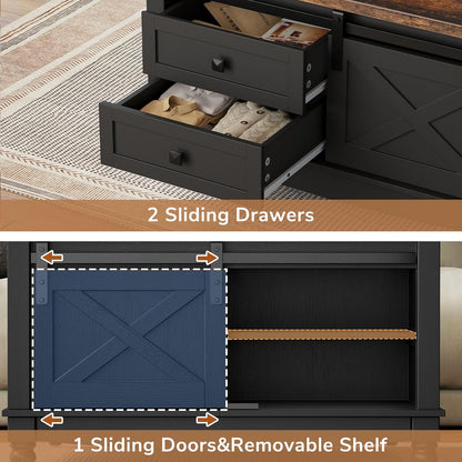 31.5" Lift Top Coffee Table with Storage, Farmhouse Coffee Tables for Living Room, Square Coffee Table with Large Hidden Storage Compartment, 2 Drawers & Removable Shelves, Black