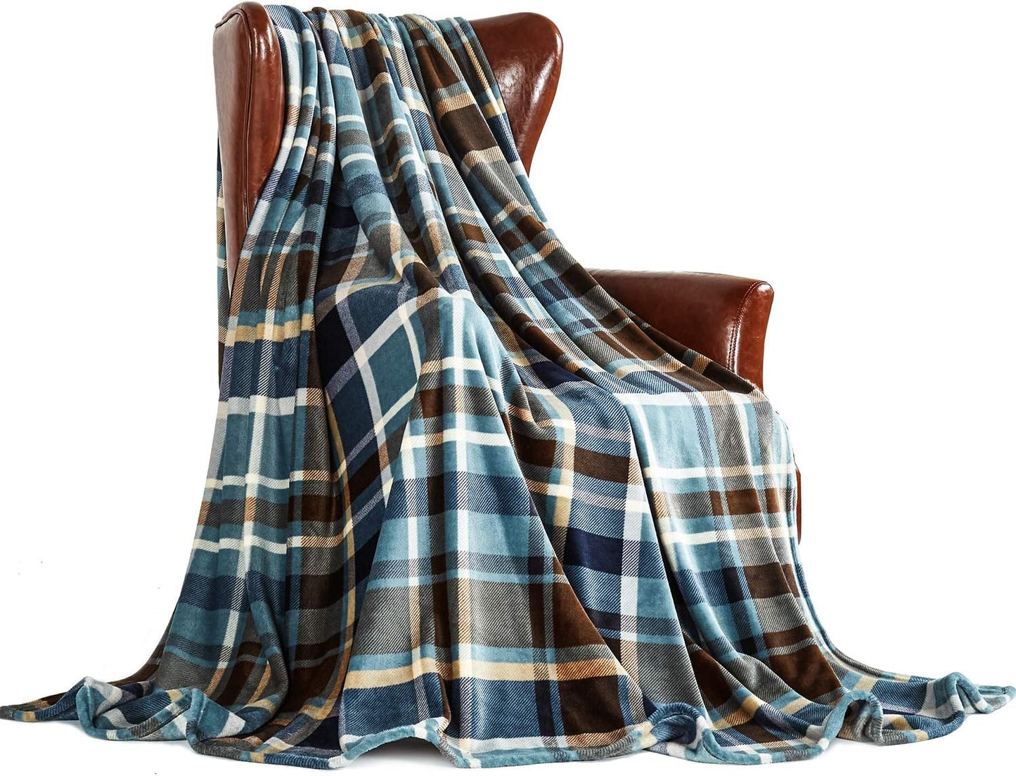 MERRYLIFE Throw Blanket Plaid Sherpa | Ultra-Plush Soft Colorful | Decorative Couch Travel Blanket | (50" 60", Greenland)