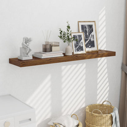 Fun Memories 55 Inch Fireplace Mentel Shelf, 10 Inch Deep Shelves for Display&Wall Storage, Rustic Wood Wall Shelf -Extra Long Floating Shelves for Living Room Laundry Room, Rustic Brown, Set of 1