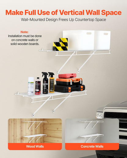 VEVOR Wire Shelf Kit, 3 ft, Set of 2, Wall Mounted Wire Shelves, Heavy-Duty Carbon Steel Hanging