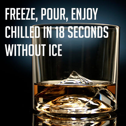 Mount Everest Heavy Crystal Whiskey Glasses Gift Set of 2, Thick Freezable Bourbon Glass 1lb Each, Premium Whiskey Gifts for Men, Frozen Crystal Chills Cocktails, 10 oz