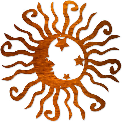 Riverside Designs Wacky Solar Moon Metal Wall Art Steel Outdoor Decor | Heavy-Duty and Waterproof | Made in USA (Copper, 30L x 30W)