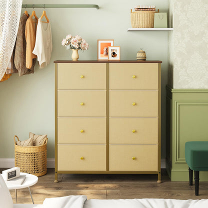 OLIXIS 8 Drawer Storage Dresser for Bedroom, Closet Organizers Units, Khaki