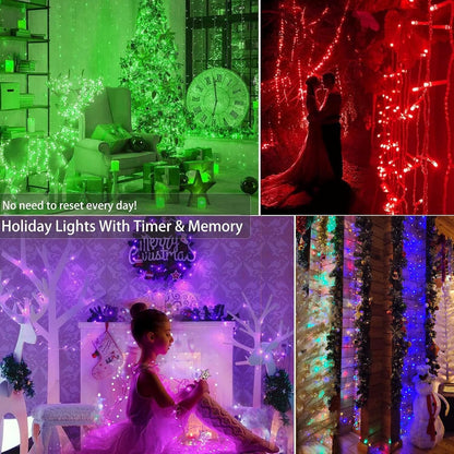 BrizLabs RGB String Lights, Color Changing Orange Purple Halloween Lights, 100 LED 33ft USB Christmas Light Dimmable with Remote, Mini Christmas Light String Clear Wire for Halloween Xmas Thanksgiving