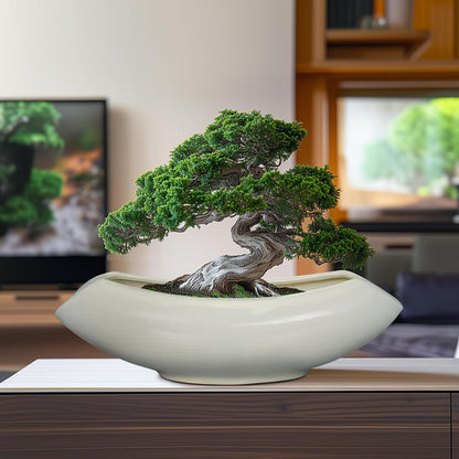 Bonsai Pots 18 Inch - Ceramic Succulent Pots with Drainage Hole Decorative Plant Pot Indoor Large Outdoor Planter Modern Flower Pot for Home Garden Room Decor Gray