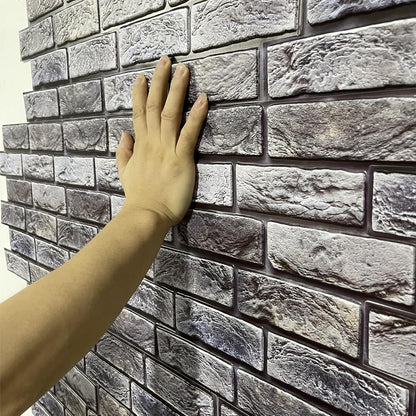 Faux Brick Wall Panels,3D Wall Panel Peel and Stick,3D Brick Wallpaper,10 PCS 11.8 x 11.8 Inch,Faux Brick Foam Self Adhesive Textured Medieval for Living Room Bedroom Cover 8.46.Sq.Ft.