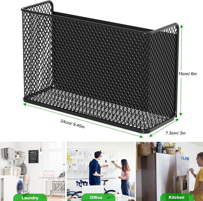 Magnetic Baskets Shelf Bins Organizer Holder Storage Rack Containers for Fridge, Whiteboard, Locker - Home Kitchen Laundry Office School