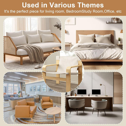 Mid-Century Accent Chair with Wide Armrest & Solid Wood Frame, Detachable and Washable Armchair, Modern Living Room Reading Chairs for Bedroom Sunroom Bedroom Balcony