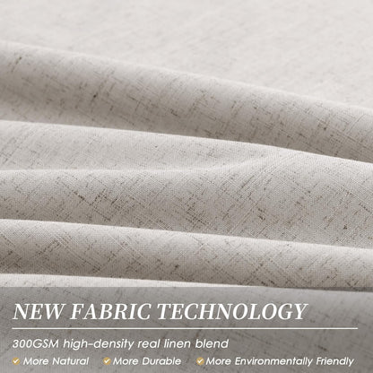 BOODII 108 Inch Black Out Curtains 2 Panels Set Back Tab Thermal Insulated Neutral Linen Textured Blackout Curtains Noise Reducing Living Room Darkening Window Drapes Pleated Greige Taupe 52x108