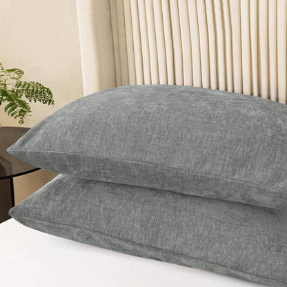CaliTime Throw Pillow Covers Decorative 20 X 26 Inches Pack of 2 Cozy Chenille Standard Pillow Shams Cases for Couch Sofa Bed Living Room Home Medium Grey