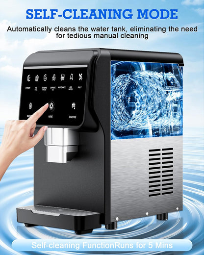 Nugget Ice Maker Machine 80LB/24H, Ice Makers Countertop 6 LB Ice Storage, Chewable Pellet, Ice Water, Self-Cleaning Function for Home/Office/Party/RV