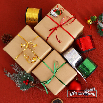 BEISHIDA 4 Pack Christmas Curling Ribbons Red Green Gold Silver Balloon String Ribbons for Gift Warppping Birthday Christmas Party Decorations（Total 400 Yards）