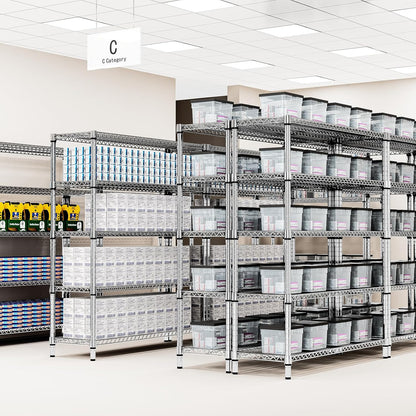 1760 LBs 4 Tier Storage Rack Metal Wire Shelving Unit, Storage Standing Shelf Organizer for Laundry Bathroom Kitchen Pantry Garage Utility Room, Chrome 17.7" D x 59.1" W x 70.4" H