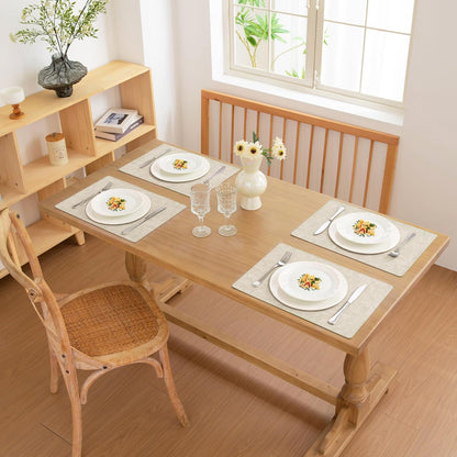 FROMHEART Faux Leather Placemats Set of 8–Waterproof,Heat/Oil Stain-Resistant PU Table Mat–Reversible,Non-Slip,Easy to Clean Place Mats for Kitchen,Dining,Indoor/Outdoor,(Beige,11.8" x 17")