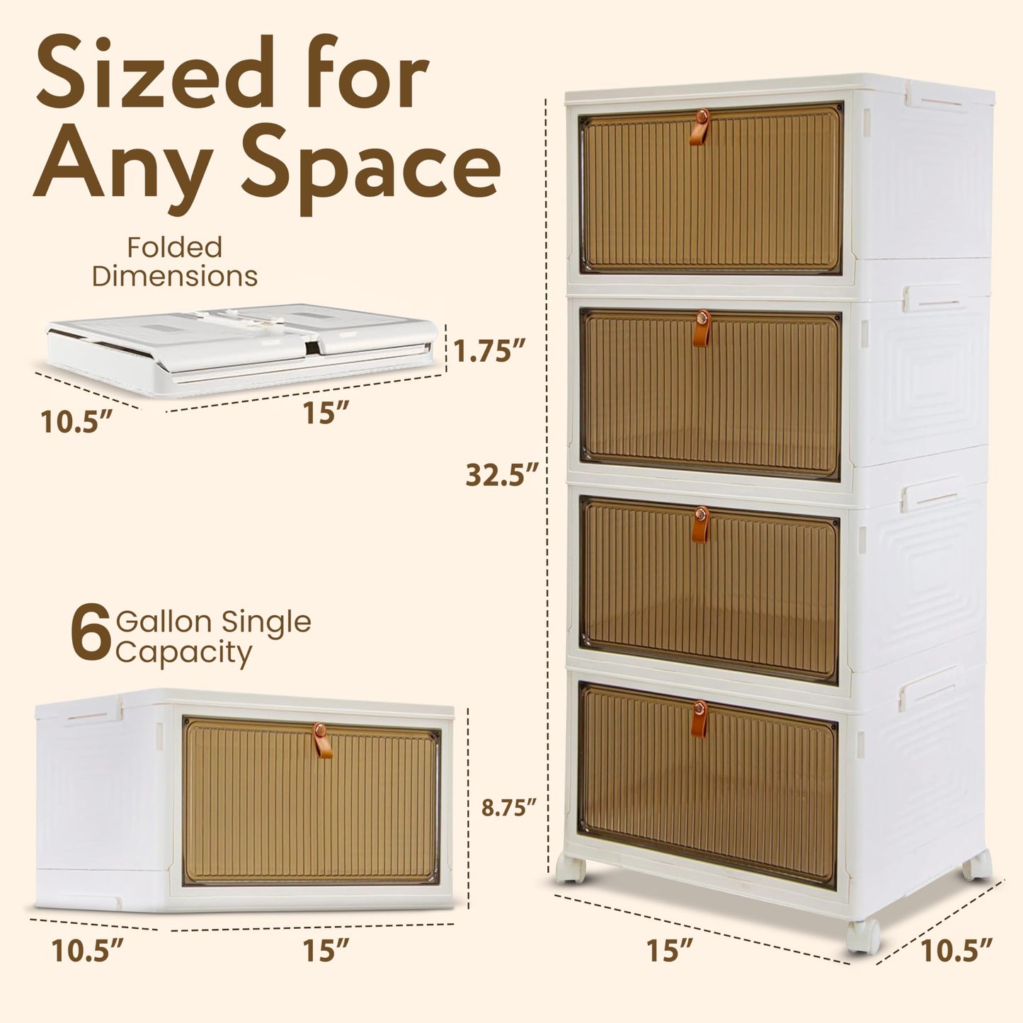 Quik Box Sport 4-Tier Stackable Storage Organizer - 24 Gallon Capacity Collapsible Bins with