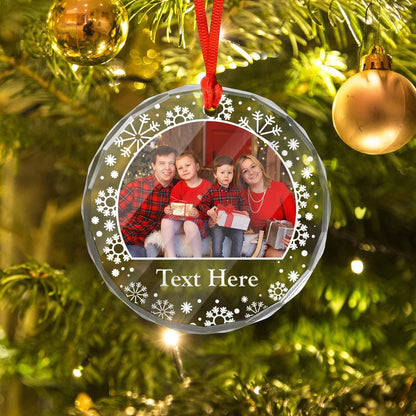 Personalized Photo Crystal Ornaments, Custom Glass with Picture for Christmas, Customized Crystal Gifts for Family Couple, Personalized Decorative Hanging Ornaments