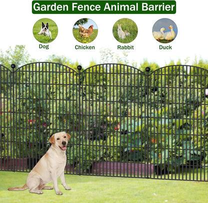No Dig Decorative Garden Fence 8 Panels, 48 in (H) x 20.8 ft (L), Dog Fence Outdoor for Yard, Rustproof Metal Animal Barrier Ground Stakes Fencing for Garden, Patio, Flower Bed