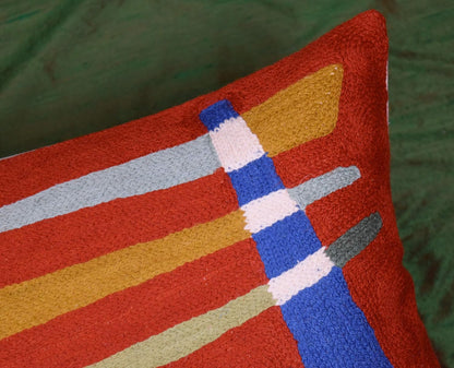 Lumbar Kandinsky Orange Abstract Pillow Cover Elements Modern Throw Pillowcase Chair Cushion Contemporary Pillowsham Accent Farmhouse Couch Hand Embroidered Wool Size 14x20