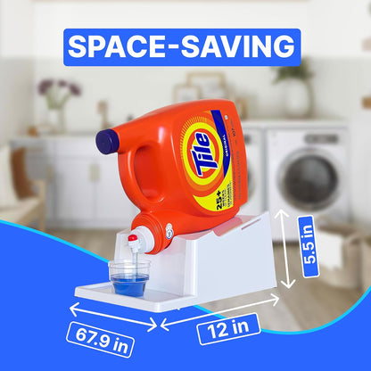 TidyFriend No-Spill Liquid Laundry Detergent Dispenser Holder, Laundry Soap Dispenser Holder with Drip Tray for Laundry Room Organization (No Strap, White)