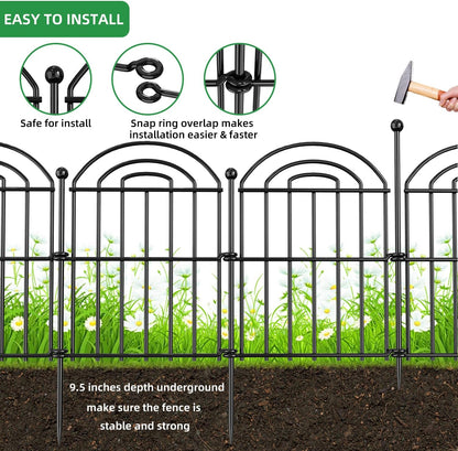 Decorative Garden Fence, 26in(H) x27ft Rustproof Metal No Dig Fence Animal Barrier Fence for Dog Rabbit, Wire Border Panel Fencing for Yard Patio Outdoor Decor 25 Pack