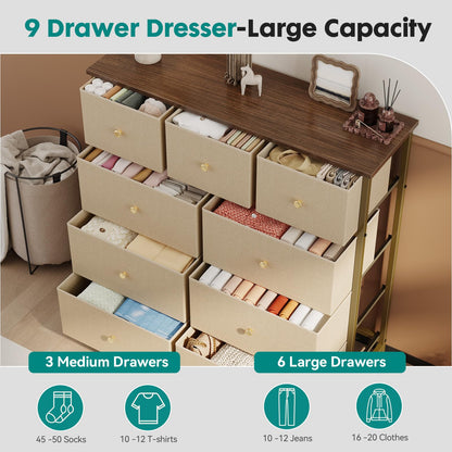 OLIXIS 9 Drawer Tall Dresser for Bedroom, Closet Organizers and Storage
