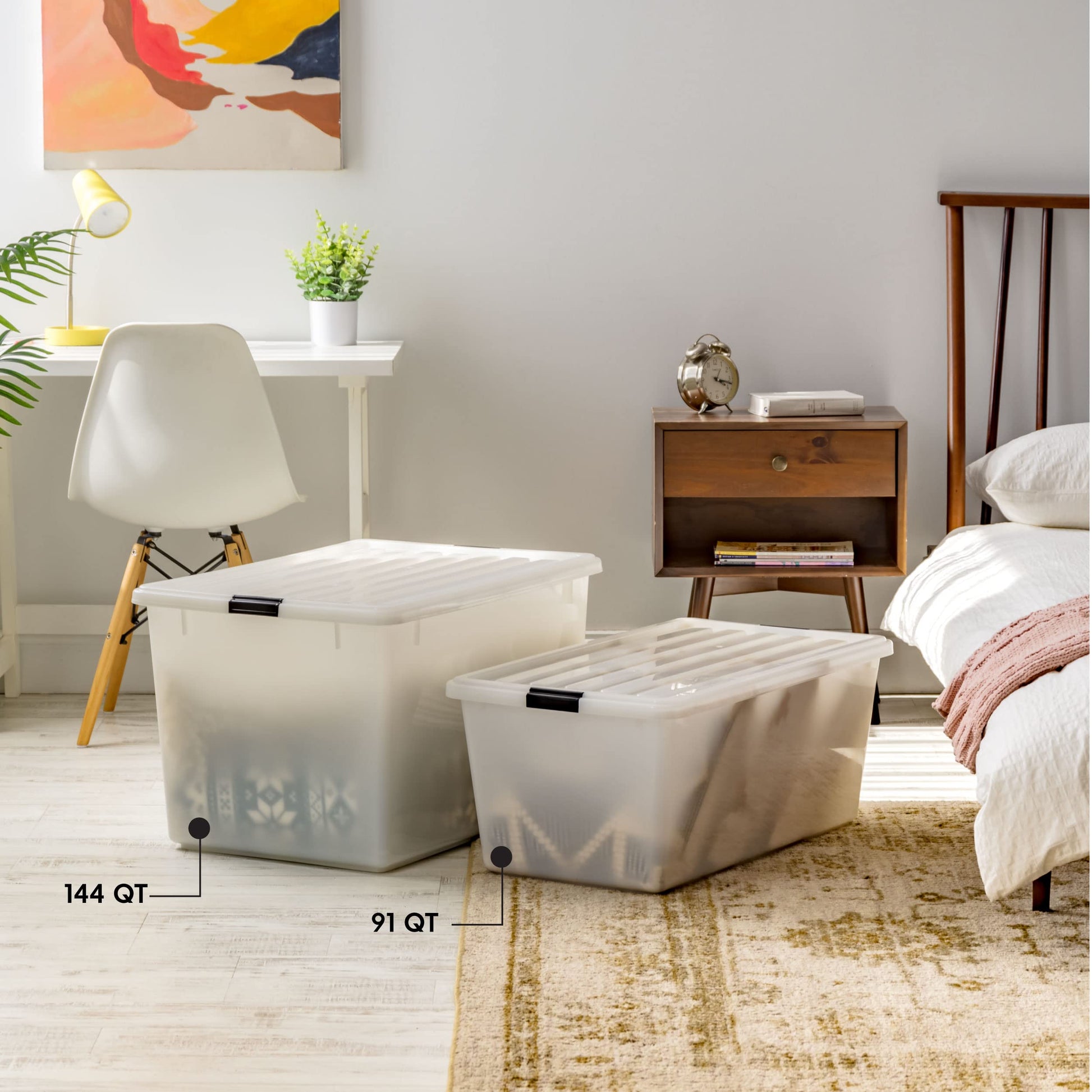 IRIS USA 3-Pack 144 Qt Stackable Storage Bins with Lids, Pearl