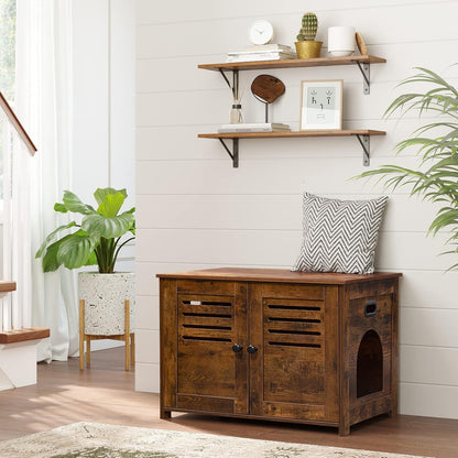 DINZI LVJ Wall Shelves, 23.6 x 7.9 x 6.1 Inch Floating Shelves for Wall, Easy-to-Install Wall Storage Ledges with Sturdy Metal Brackets for Living Room, Bathroom, Kitchen, Rustic Brown