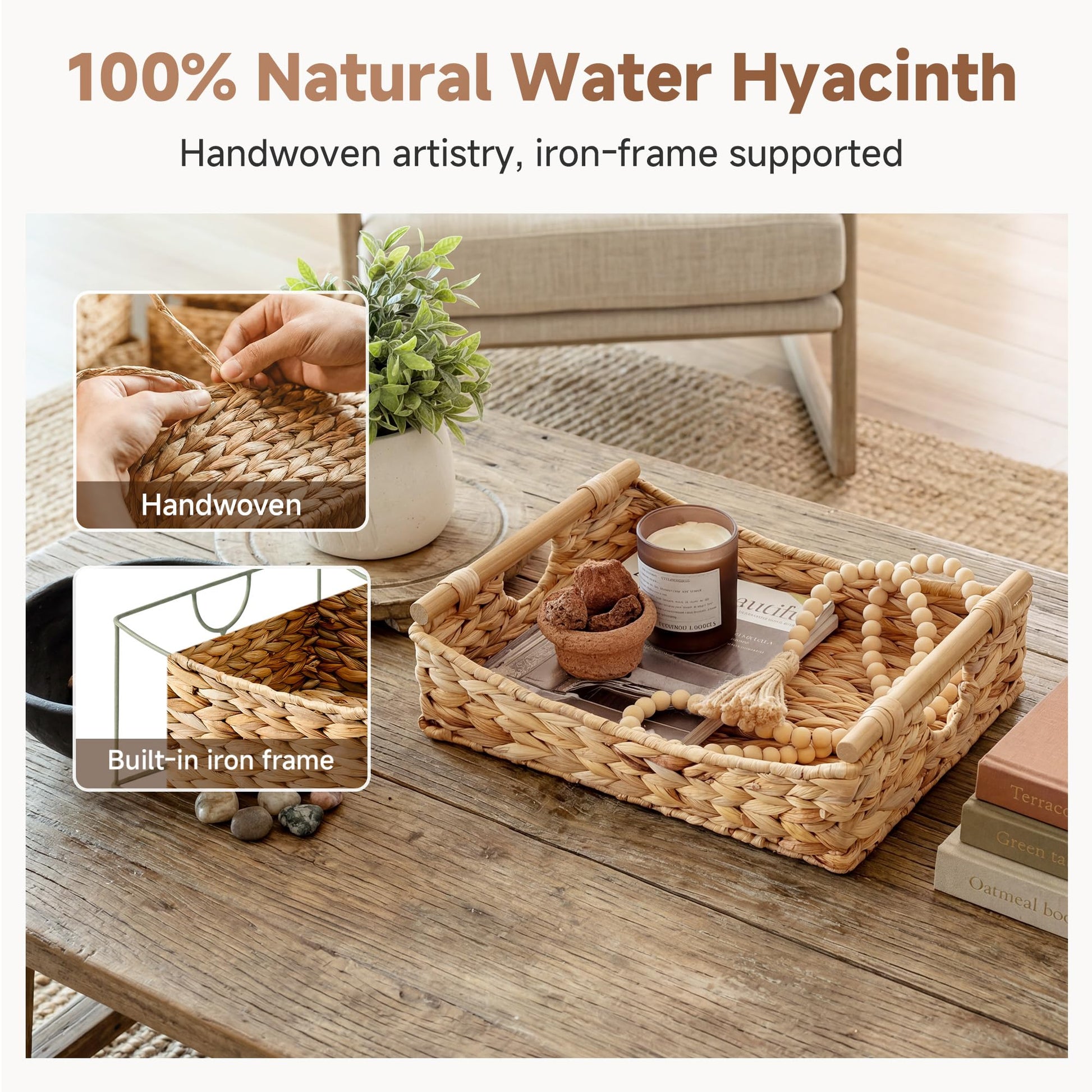 StorageWorks Wicker Baskets with Handles, Pantry Basket for Storage, 1-Pack