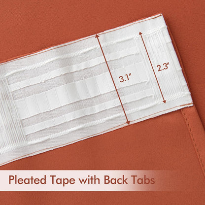 MIULEE Back Tab Burnt Orange Blackout Curtains 96 Inch Long 2 Panels Set for Bedroom, Fall Terracotta Rod Pocket/Pinch Pleated Thermal Insulated Room Darkening Light Blocking Floor to Ceiling Drapes