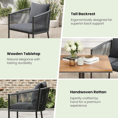 Soohow Outdoor Furniture Set for 2, Outdoor Dining Set Patio Chairs 2 Piece, Rattan Wicker Patio Furniture Chairs with Cushions for Garden, Deck, Backyard, Poolside