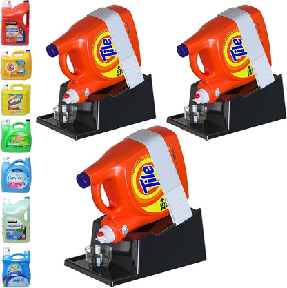 Skywin TidyFriend Laundry Detergent Holder Stand Organizer and Drip Tray for Washing Room Organization - 3 Pack Laundry Soap Holder for Liquid Detergent, Detergent Stand (Black)